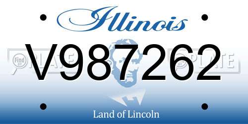 V987262 Illinois License Plate