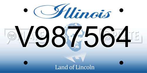 V987564 Illinois License Plate