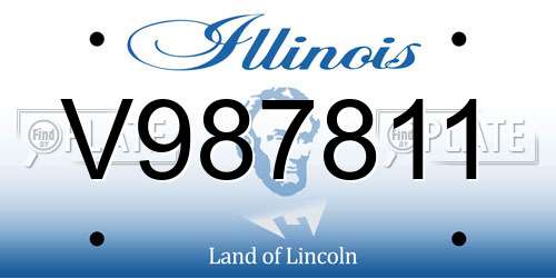 V987811 Illinois License Plate