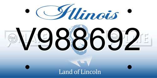 V988692 Illinois License Plate