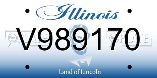 V989170 Illinois License Plate