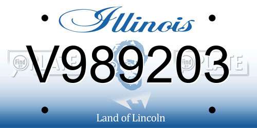 V989203 Illinois License Plate