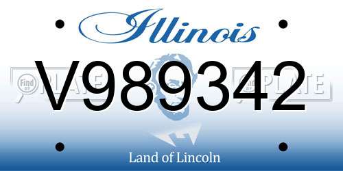 V989342 Illinois License Plate