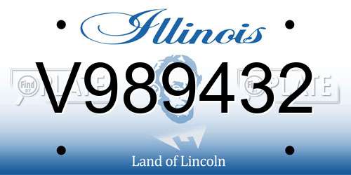 V989432 Illinois License Plate