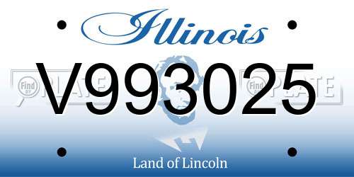 V993025 Illinois License Plate