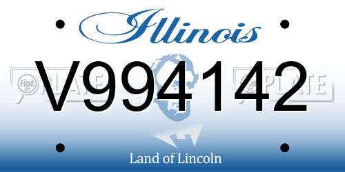 V994142 Illinois License Plate