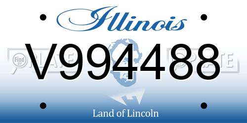V994488 Illinois License Plate