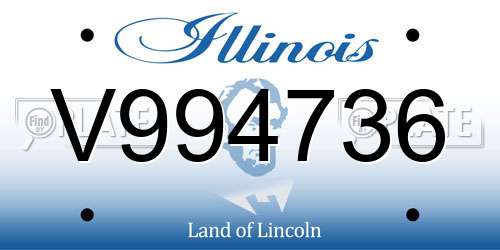 V994736 Illinois License Plate