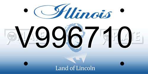 V996710 Illinois License Plate