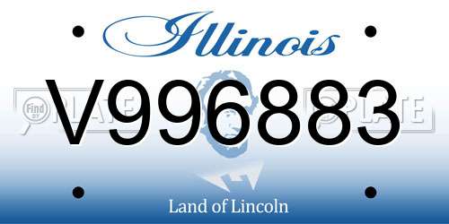 V996883 Illinois License Plate