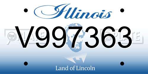 V997363 Illinois License Plate