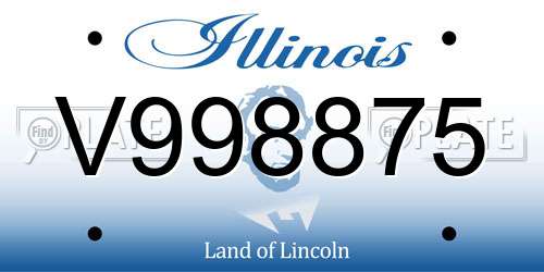V998875 Illinois License Plate