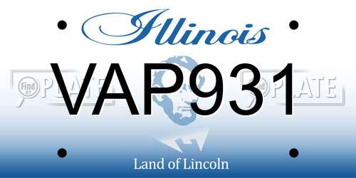 VAP931 Illinois License Plate