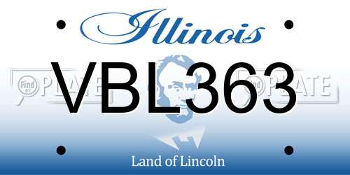 VBL363 Illinois License Plate