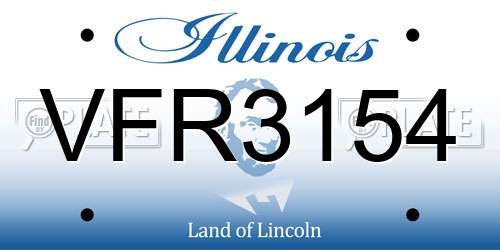 VFR3154 Illinois License Plate