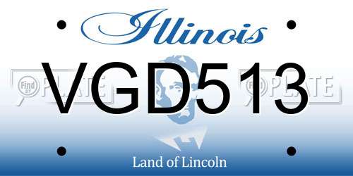 VGD513 Illinois License Plate