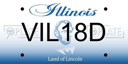 VIL18D Illinois License Plate
