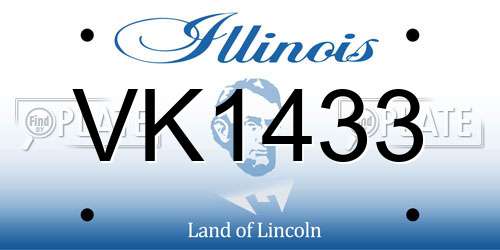 VK1433 Illinois License Plate