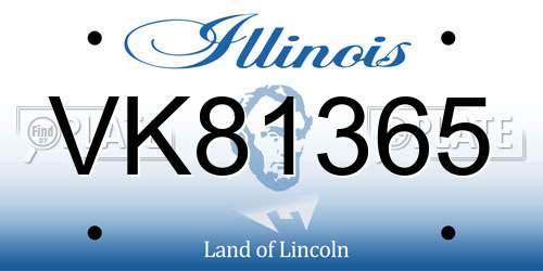 VK81365 Illinois License Plate