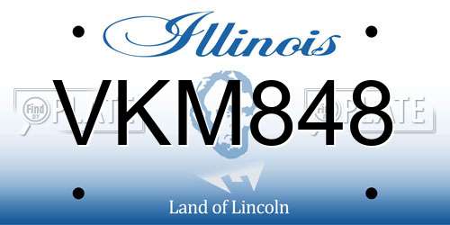 VKM848 Illinois License Plate