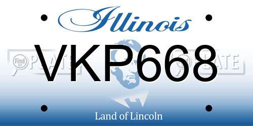 VKP668 Illinois License Plate