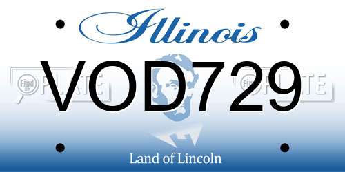 VOD729 Illinois License Plate