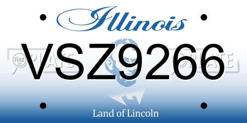VSZ9266 Illinois License Plate