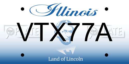 VTX77A Illinois License Plate
