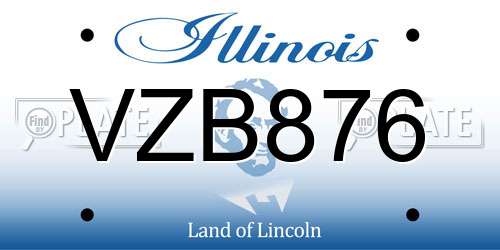 VZB876 Illinois License Plate