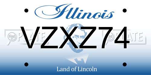 VZXZ74 Illinois License Plate