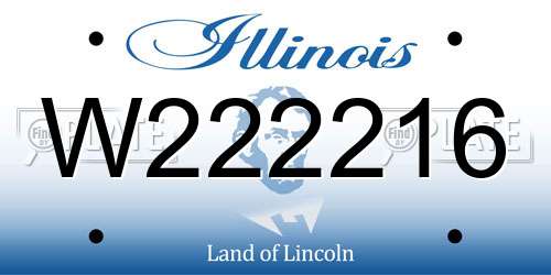 W222216 Illinois License Plate