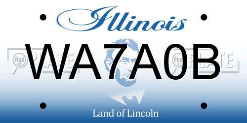 WA7A0B Illinois License Plate