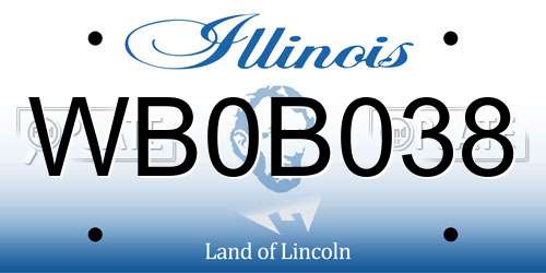 WB0B038 Illinois License Plate