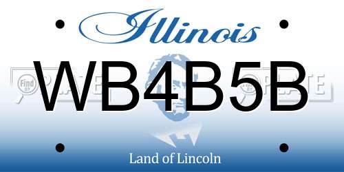 WB4B5B Illinois License Plate