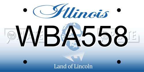 WBA558 Illinois License Plate