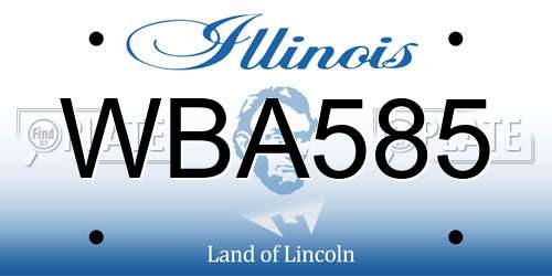WBA585 Illinois License Plate