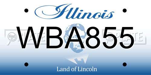 WBA855 Illinois License Plate