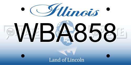 WBA858 Illinois License Plate