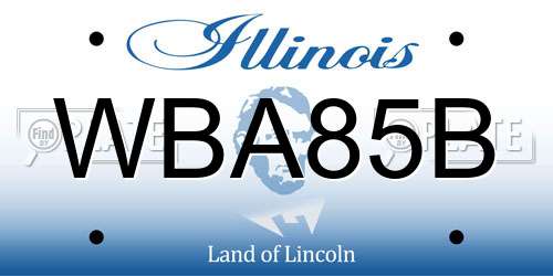 WBA85B Illinois License Plate