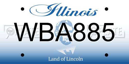WBA885 Illinois License Plate