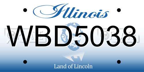 WBD5038 Illinois License Plate