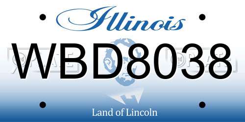 WBD8038 Illinois License Plate