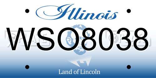 WSO8038 Illinois License Plate