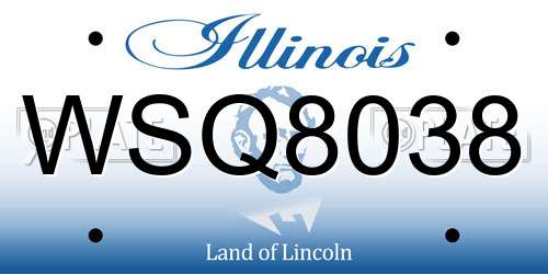 WSQ8038 Illinois License Plate