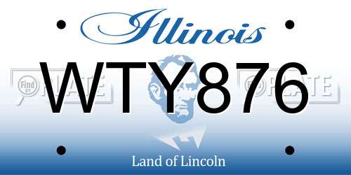 WTY876 Illinois License Plate