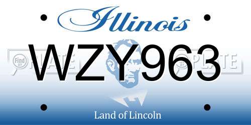 WZY963 Illinois License Plate
