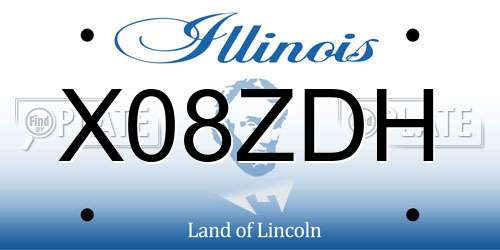 X08ZDH Illinois License Plate