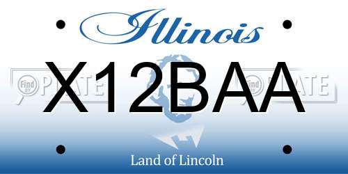 X12BAA Illinois License Plate