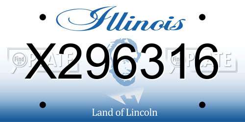 X296316 Illinois License Plate