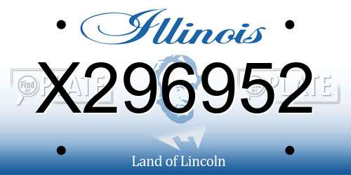 X296952 Illinois License Plate